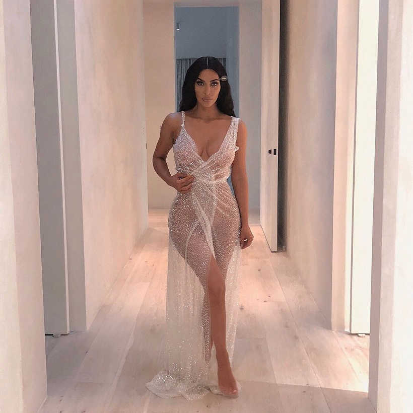 Kim Kardashian In Sexy Transparent Dress - AngryGIF