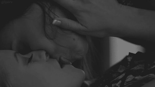 Two girls hot kissing in bedroom on the bed - AngryGIF